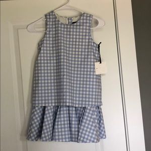 Girl periwinkle blue white check dress